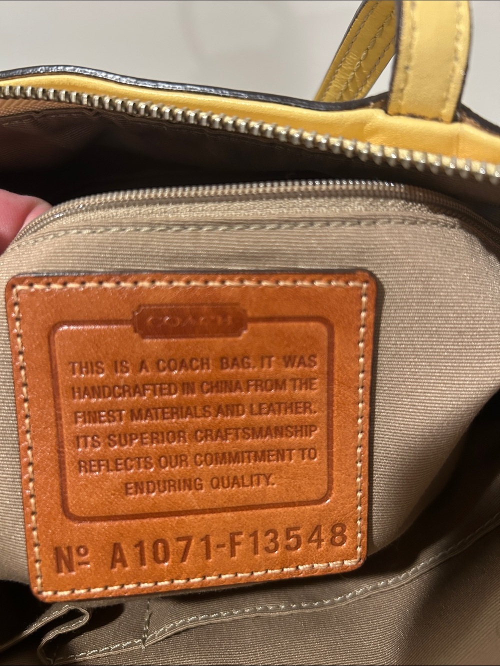 Coach Brown Signature Canvas Tote with Yellow Trim - Picture 3 of 4